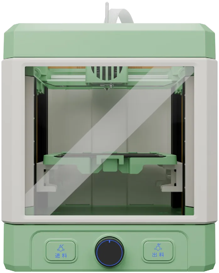 Front view of the Kraft Easy 3D printer showing the large window and colorful LED knob